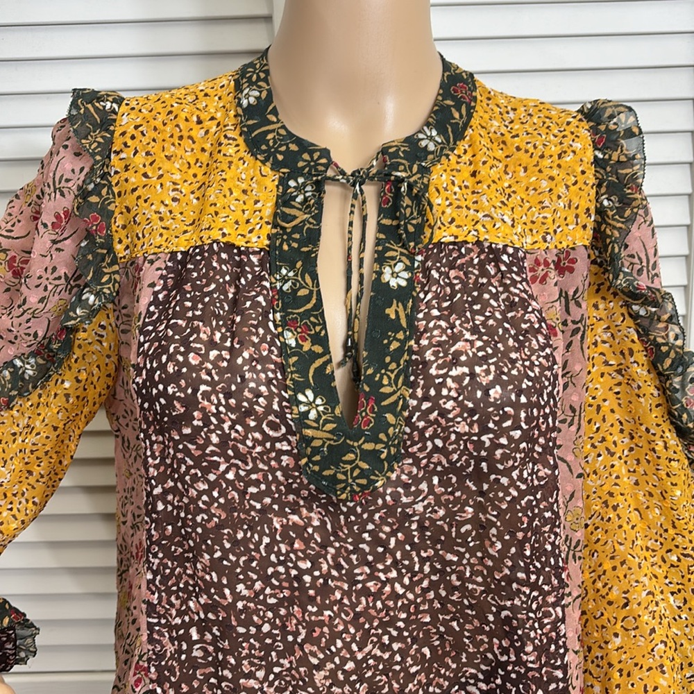 Ulla Johnson Floral Patchwork Blouse Multicolor F… - image 6